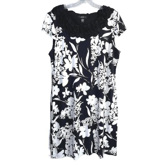 Black & White Floral Sleeveless Knee Length Dress Size XL - Picture 1 of 8